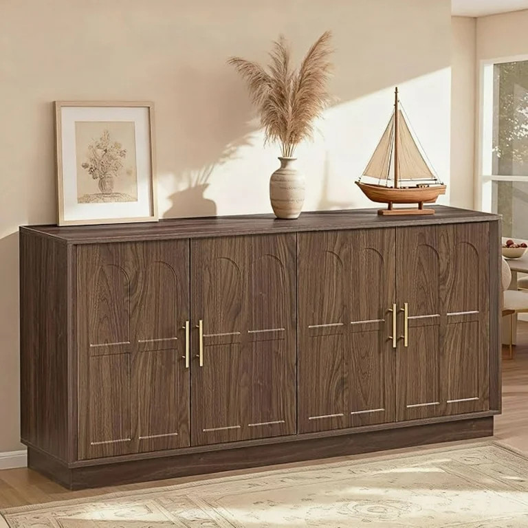 LKTART 66.5" Sideboard Buffet Cabinet with Storage, Modern Credenza with Arched Doors, Large Wood... | Walmart (US)