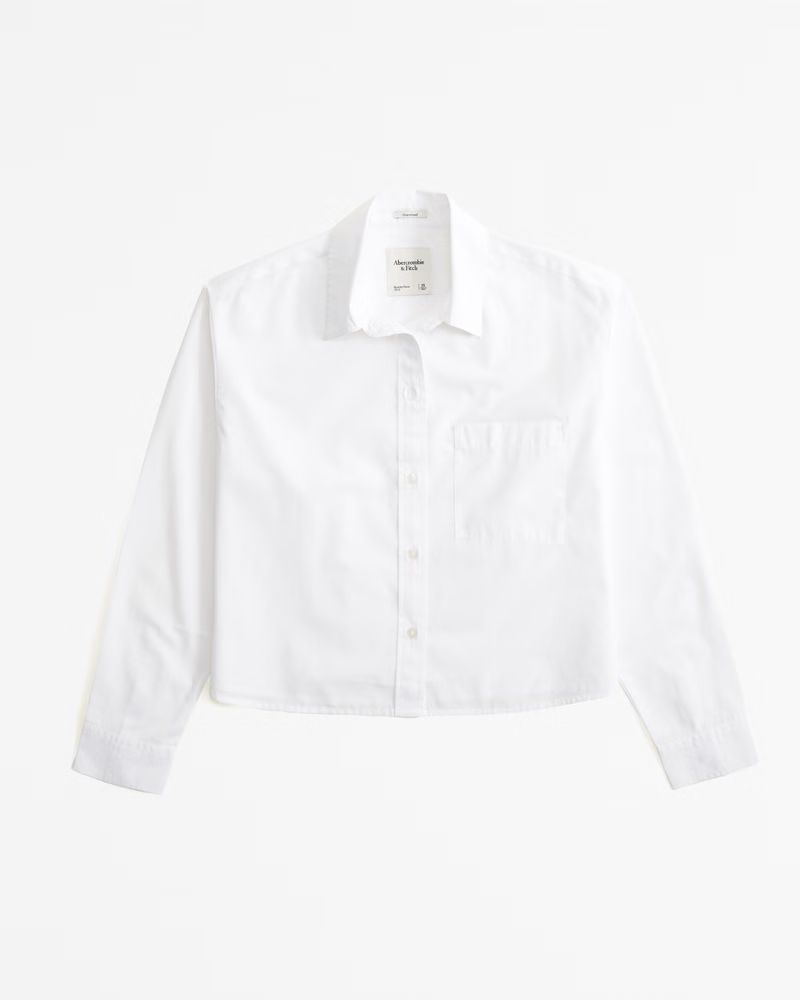 Oversized Cropped Poplin Shirt | Abercrombie & Fitch (UK)