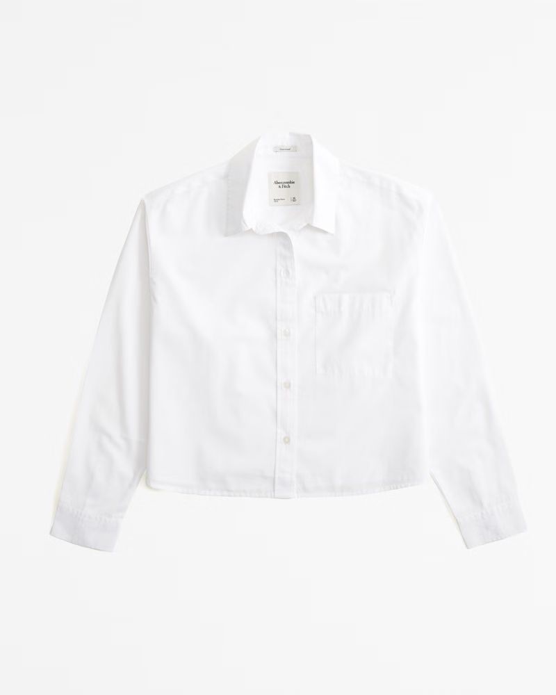 Oversized Cropped Poplin Shirt | Abercrombie & Fitch (UK)