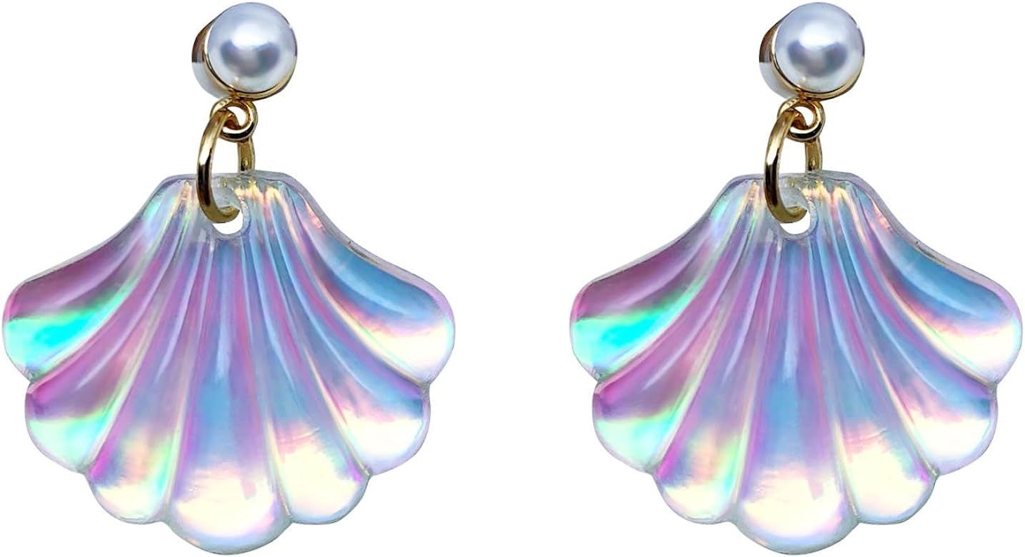 1 Pair Color Change Pearls Sea Shell Stud Earrings Christmas Gift for Children Little Girls | Amazon (US)