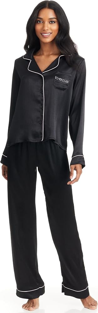 bebe Conjunto de pijama para mujer, conjunto de pijama Charmeuse texturizado de lujo para mujer, ... | Amazon (US)