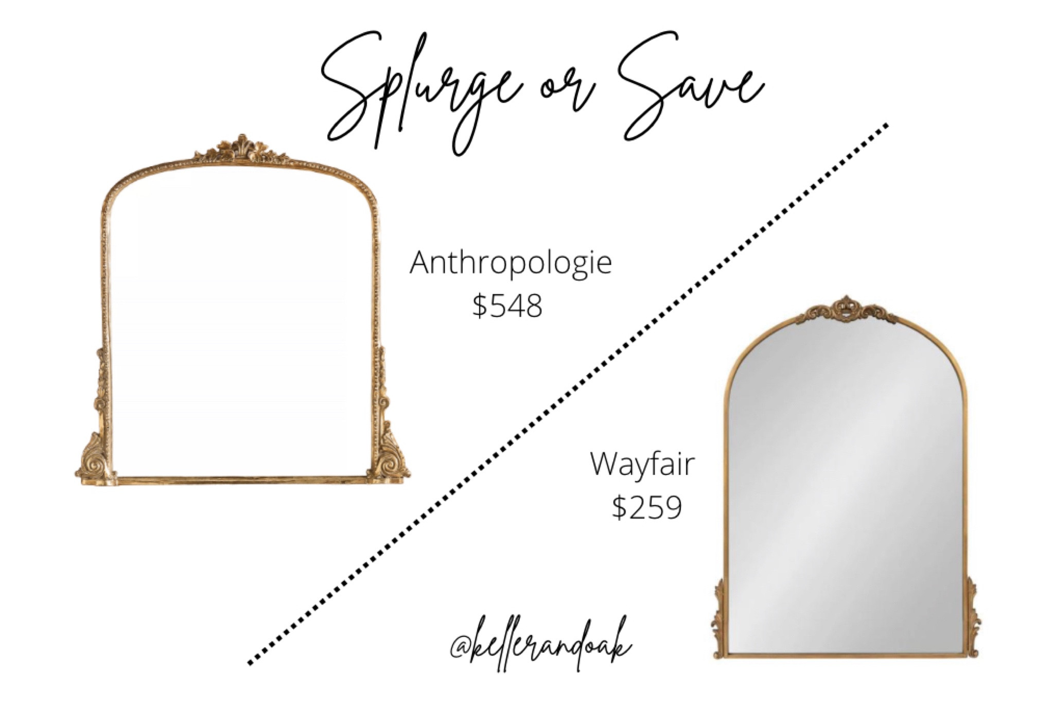 Mirrors. Brass mirrors. Ornate mirrors. Home design. Wall mirror. 

#ltkhome #kellerandoak #splurgeorsave