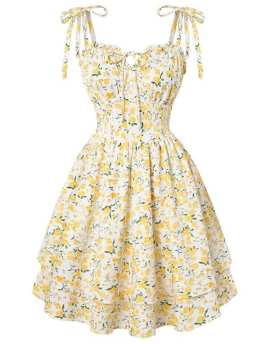 Scarlet Darkness Floral Mini Dress for Women Teens Summer 2026 Fairy Corset Sundress Graduation Dresses Yellow Floral S | Amazon (US)