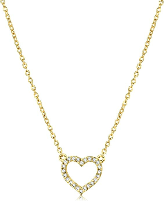 Teen Girls Gifts Trendy Stuff, 14K Gold Plated Cute Heart Necklace | Dainty Heart Handmade Neckla... | Amazon (US)