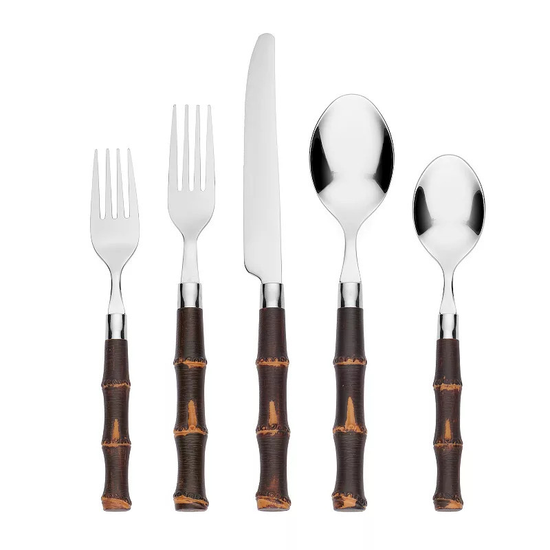 Cambridge Bamboo-Look 20-pc. Flatware Set, Dark Brown | Kohl's