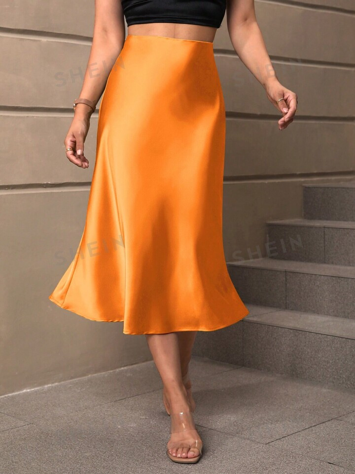 SHEIN BAE Solid Mermaid Hem Skirt | SHEIN