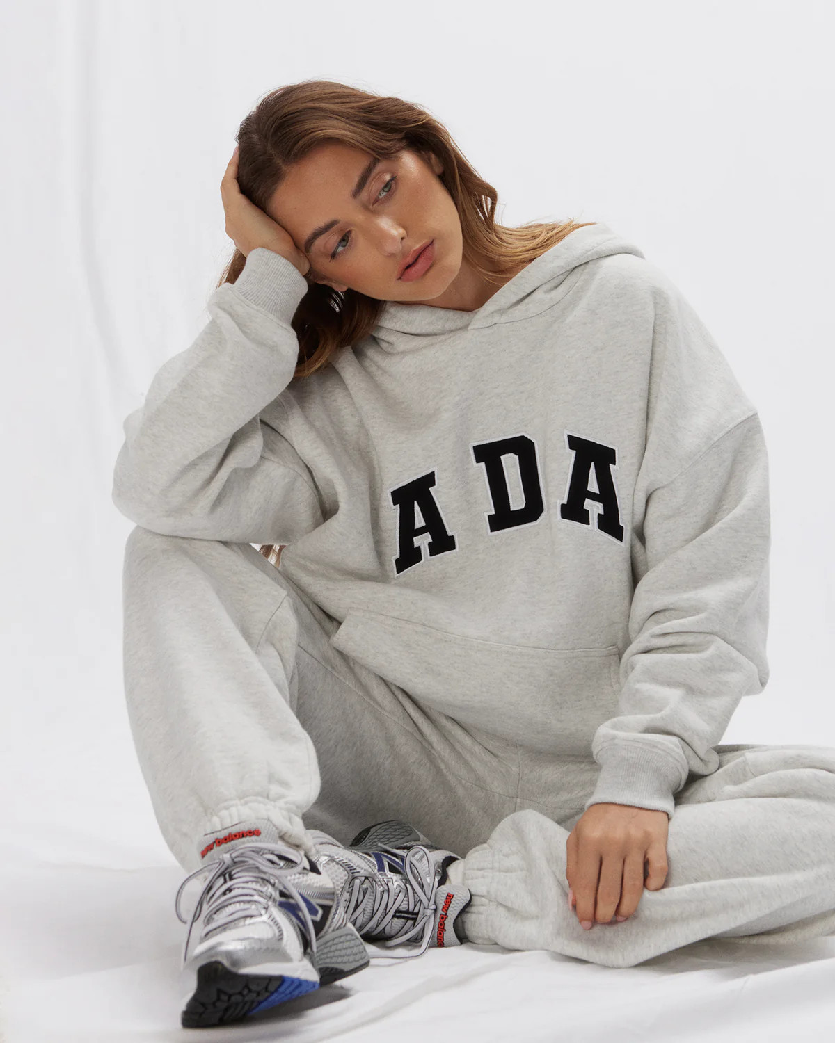 ADA Oversized Hoodie - Light Grey Melange | Adanola UK