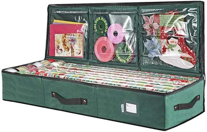 Primode Gift Wrap Storage for 40 Inch Wrapping Paper, Ribbon and Bows Organizer, 41”x 14”x 6 ... | Amazon (US)