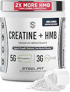 Creatine HMB Powder - 5g Creapure Creatine Monohydrate Powder, 3g myHMB & 1000 IU Vitamin D - Wor... | Amazon (US)