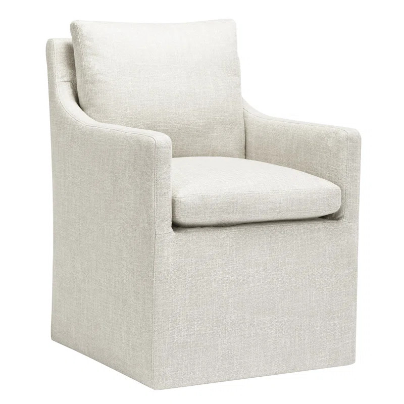 24" Wide Country Farmhouse Linen Down Fill Upholstered Dining Armchair | Wayfair North America
