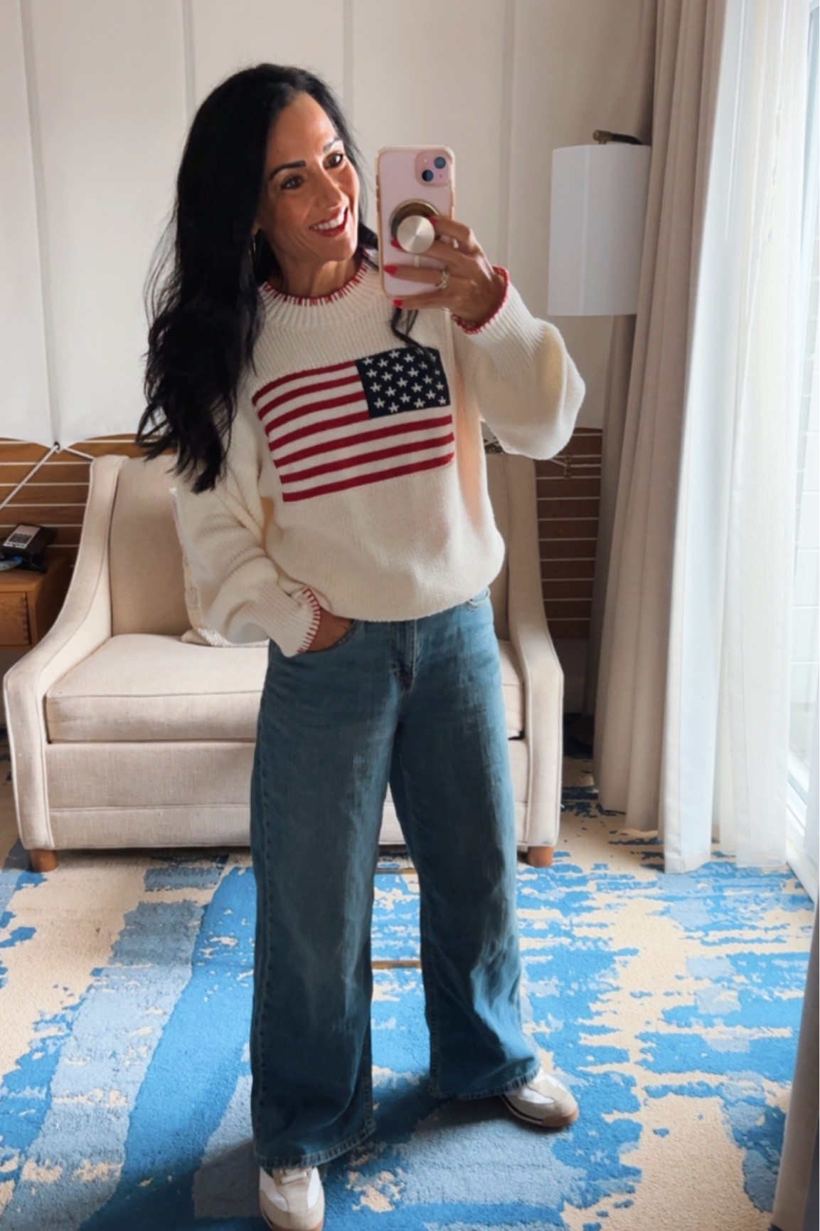 American flag 
Straight leg jeans on sale 


#LTKOver40 #LTKSaleAlert #LTKootd