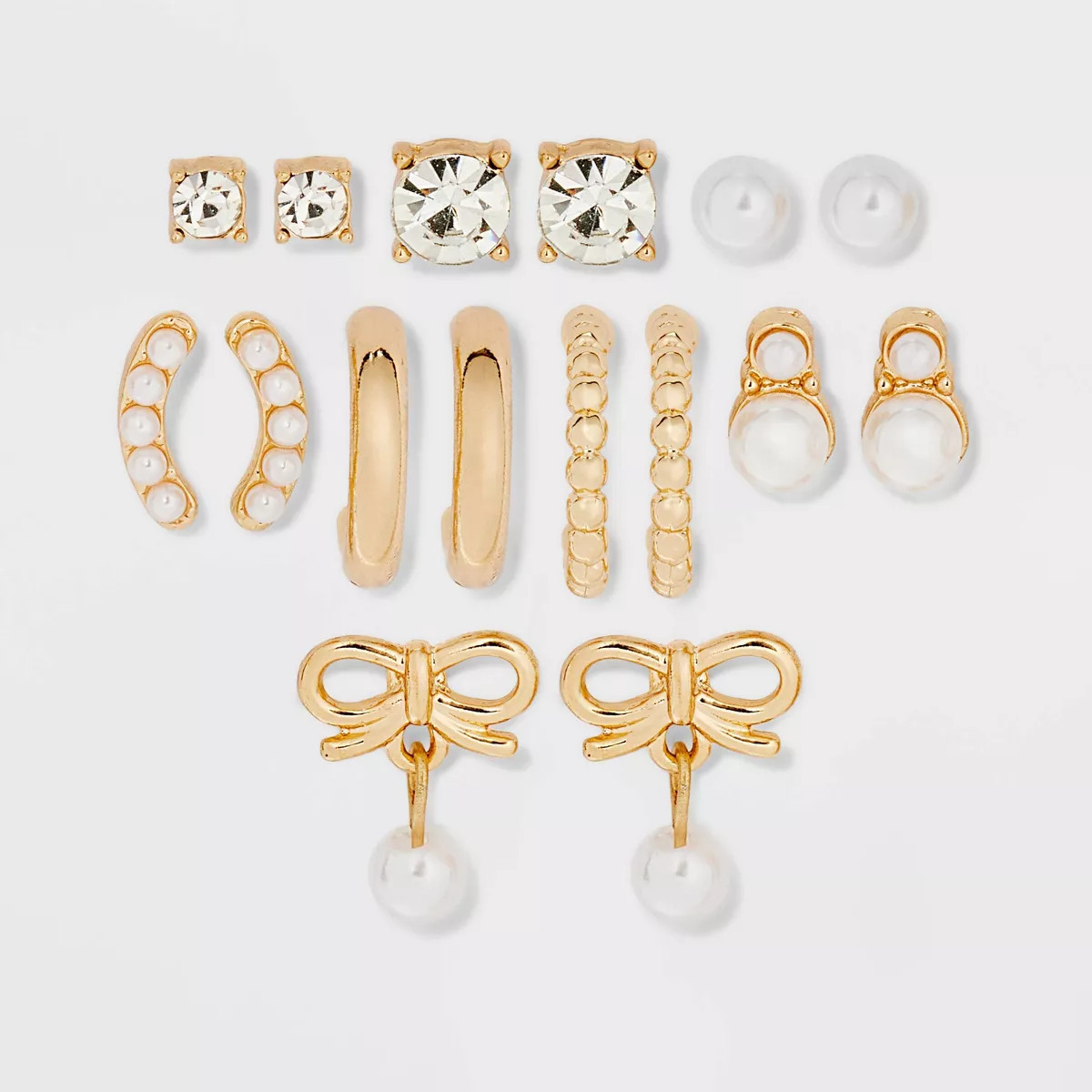 Bows and Pearls Earring Set 8pc - A New Day™ White | Target