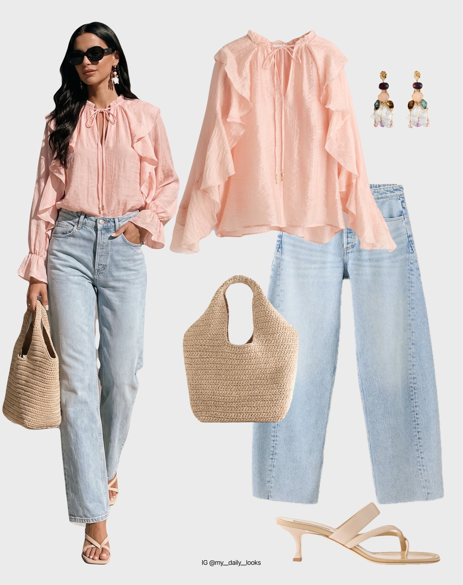 Summer blouse outfit 🖤

Tags: summer outfits, summer blouses, embroidery, satin blouse, crochet blouse, white blouse, office look, capsule wardrobe, high street.