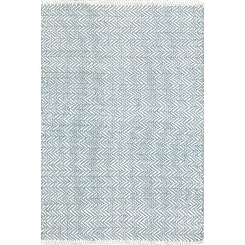 Herringbone Geometric Handmade Flatweave Cotton Swedish Blue Area Rug | Wayfair North America