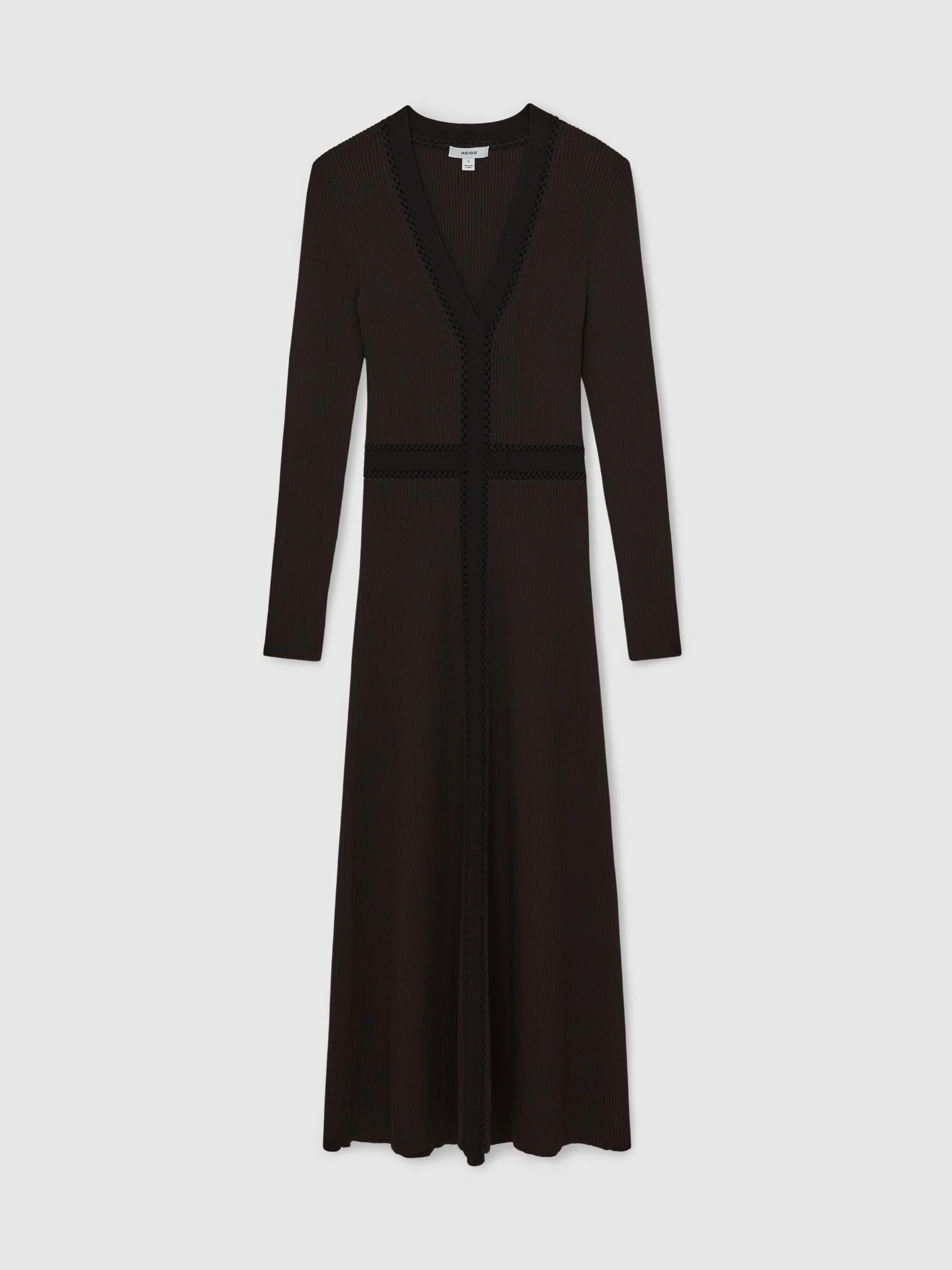 Reiss Reiss Chocolate Brown/Black Laura Knitted Dress | Next US