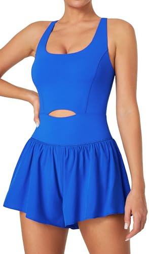 IUGA Athletic Romper Tummy Control Padded Workout Romper with Shorts Running Onesie Jumpsuits Summer Outfits Set Gym Clothes | Amazon (US)