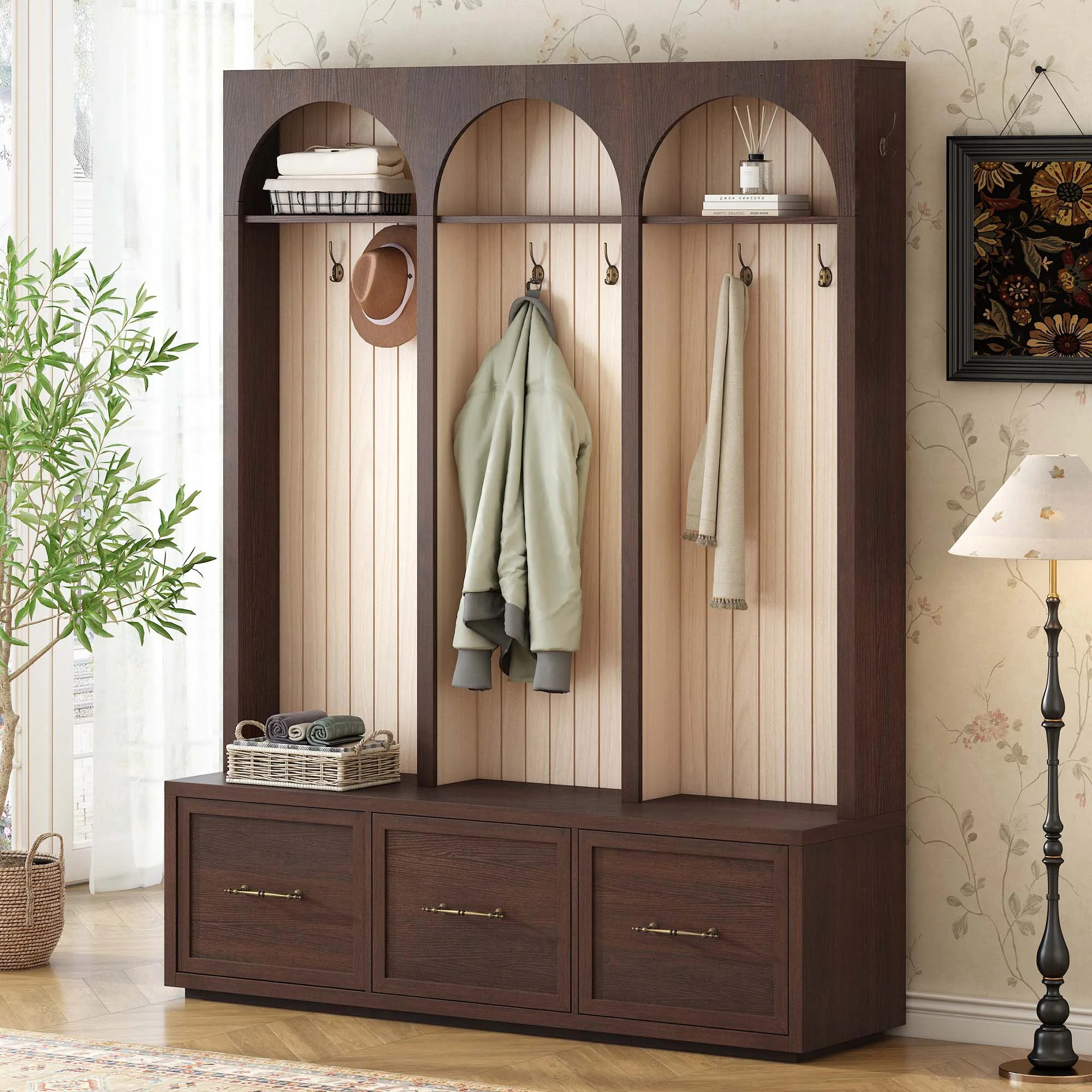 Hall Tree 59.02" Wide With Bench And Storage | Wayfair North America