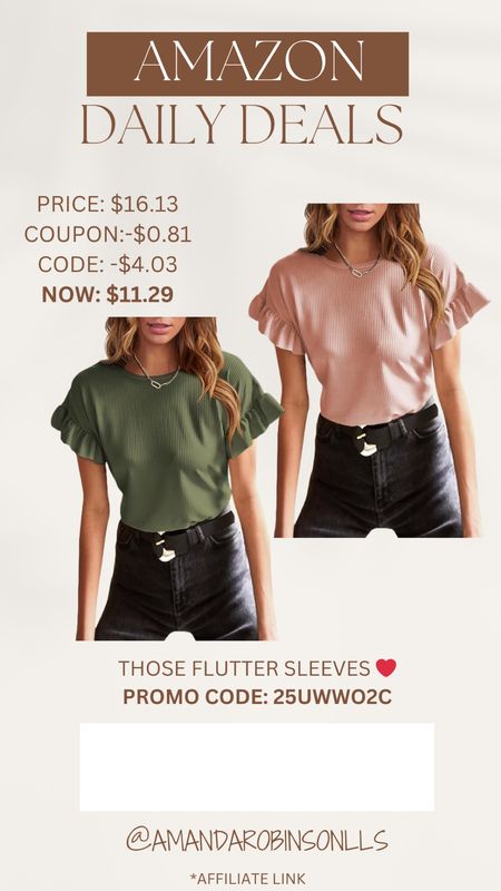Amazon Daily Deals
Flutter sleeve shirt 

#LTKSaleAlert #LTKFindsUnder50