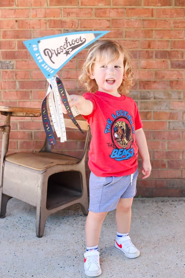 First Day to School Pencil Pennants | Printable Pennants + Flags | The Letter Vee