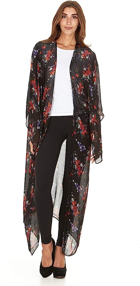 Women Sheer Loose Kimono Cardigan Cape Cover Up Blouse | Amazon (US)