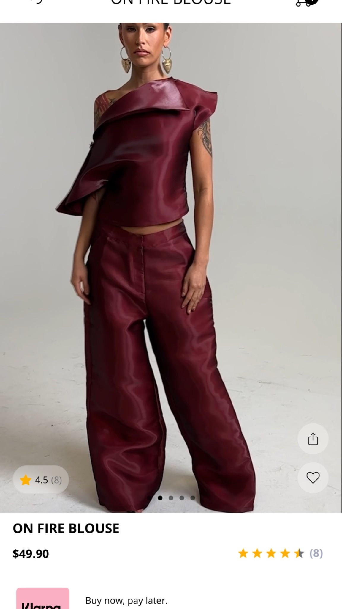 This set  is doing ALL the talking. 😮‍💨🔥 The rich burgundy, satin finish + that dramatic neckline = instant statement piece. Perfect for date night, dinner, or whenever you want the outfit to HIT. ❤️‍🔥 sold separately