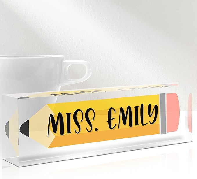 Gowelly Office Teacher Acrylic Name Plate For Desk |Desk Name Plate Personalized| Custom Coworker... | Amazon (US)