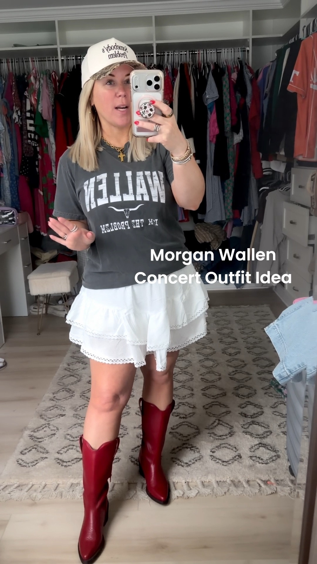 Morgan Wallen Concert Outfit Ideas 

Skirt is Amazon. Has shorts underneath 

Boots are Target and I love that they are wide calf friendly for me 

Tee shirt is from Etsy 

** cross necklace and hat are not exact matches (it wouldn’t let me unselect it as exact) cross necklace is from a boutique in OC, MD… hat is from Hallmark store. Unable to link either so I linked similar items I found)

Summer concert outfit 
Cowboy boots
Western boots
Summer outfit ideas 
Concert

#LTKOver40 #LTKootd #LTKHome