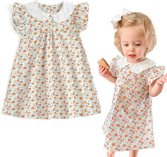 Simplee kids Baby Girls Casual Dress Toddler Smocking Dress Floral Print Sundress for Spring Summ... | Amazon (US)