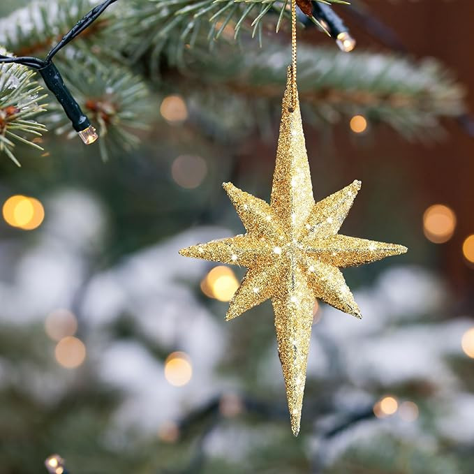 12 Pcs Christmas Bethlehem Star Ornament 4.72 x 2.95 Inch Star of Bethlehem Christmas Tree Topper... | Amazon (US)