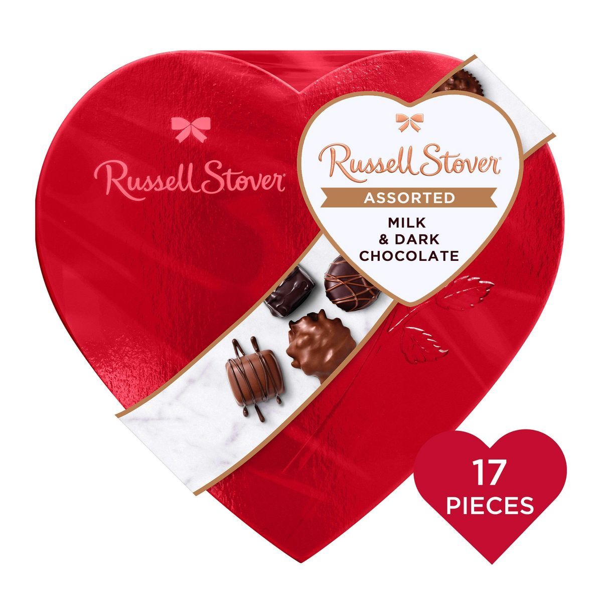 Russell Stover Valentine's Assorted Chocolates Red Foil Heart - 10oz | Target