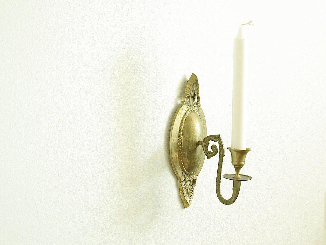 Vintage Brass Candle Sconce With Reflector Brass Candlestick - Etsy | Etsy (US)