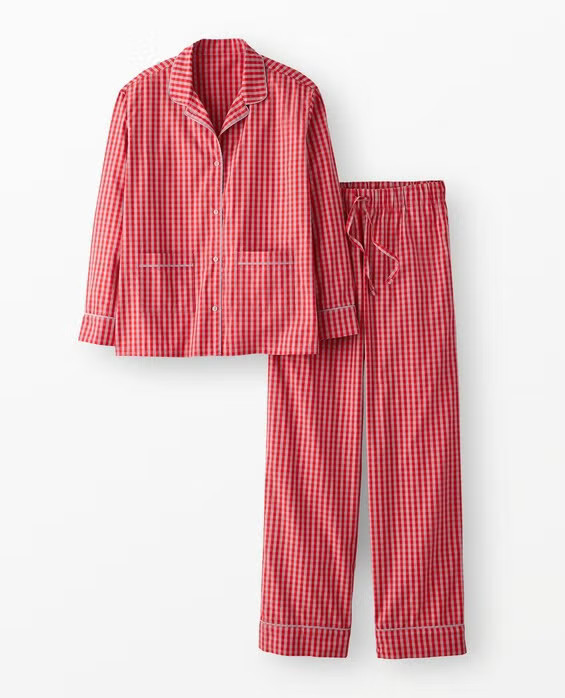 Women's Red Ember Gingham Poplin Patch Pocket Pajama Set in 100% Cotton - Size Adult XXS by Hanna Andersson | Hanna Andersson