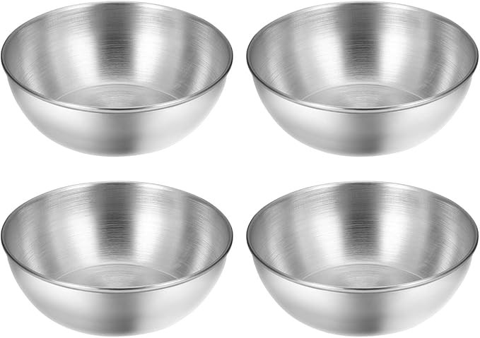 Hemoton 4pcs Stainless Steel Sauce Dishes Round Seasoning Dishes Sushi Dipping Bowl Saucers Bowl ... | Amazon (US)