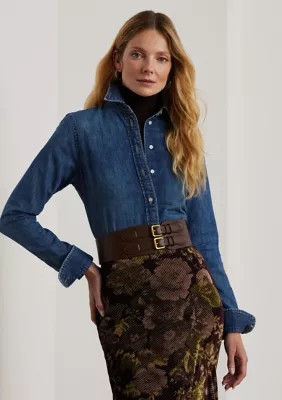 Lauren Ralph Lauren Women's Classic Fit Denim Shirt, Blue, XS | Belk