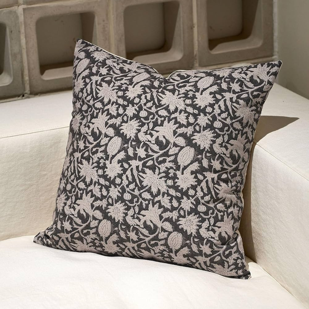 Amor Virisso Floral Throw Pillow Covers 24x24 Couch Pillows for Living Room Bed Block Print Decor... | Amazon (US)