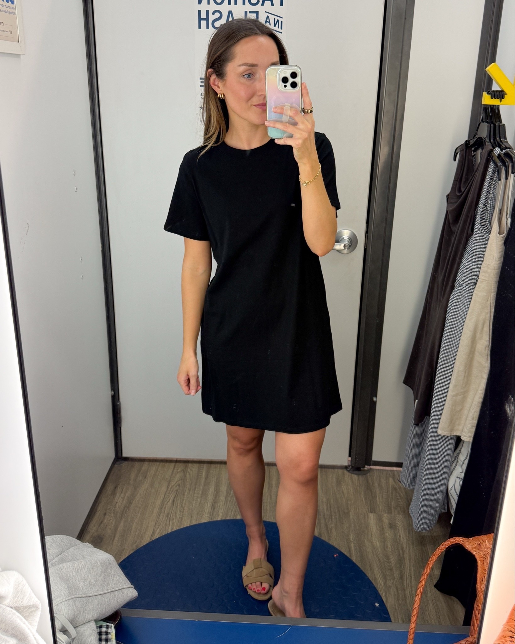 This T-shirt dress is on sale for six dollars today! Less than a Starbucks! I am wearing a size small. If T-shirt dresses don’t hang right on you try sizing up. I prefer a T-shirt dress when it does not cling to my hips. ￼