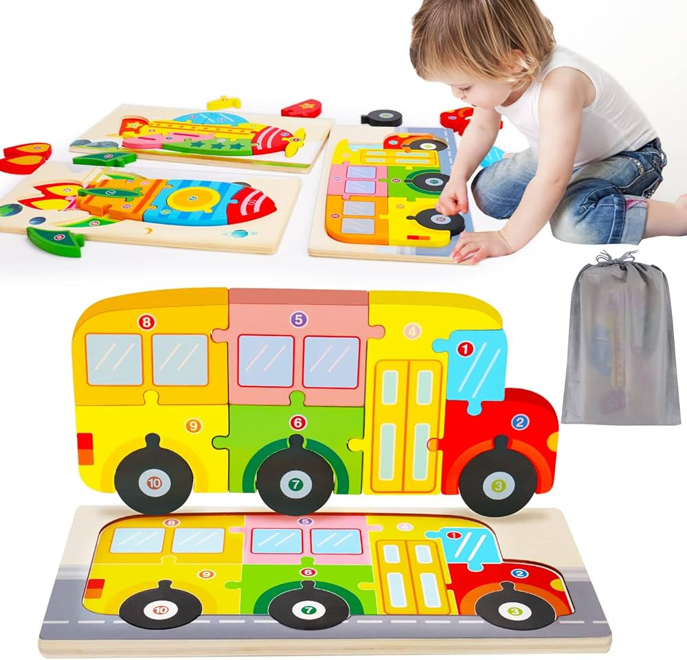 Wooden Toddler Puzzles for Kids Ages 2-4 Montessori Toys for 2 3 4 Year Old Boys Girls Toddler Ed... | Amazon (US)