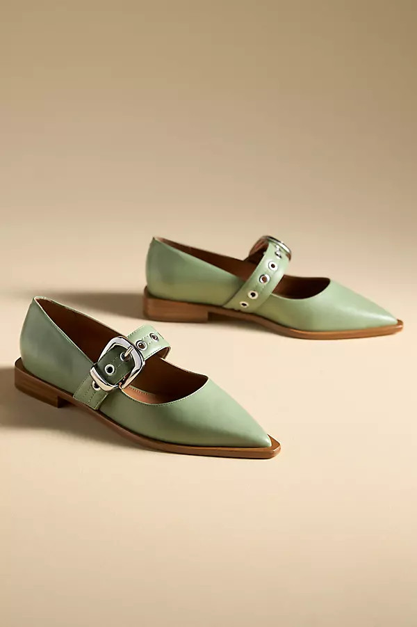 Maeve Pointed-Toe Moto Mary Jane Flats | Anthropologie (US)