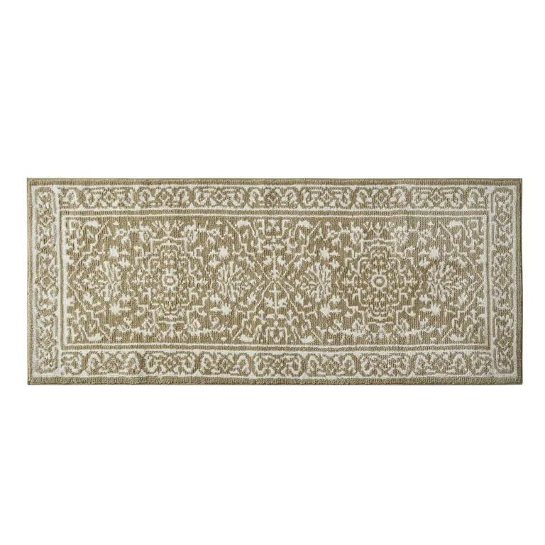 My Texas House Lacey Taupe Medallion Knitted Bath Rug Runner, 24" x 60" | Walmart (US)