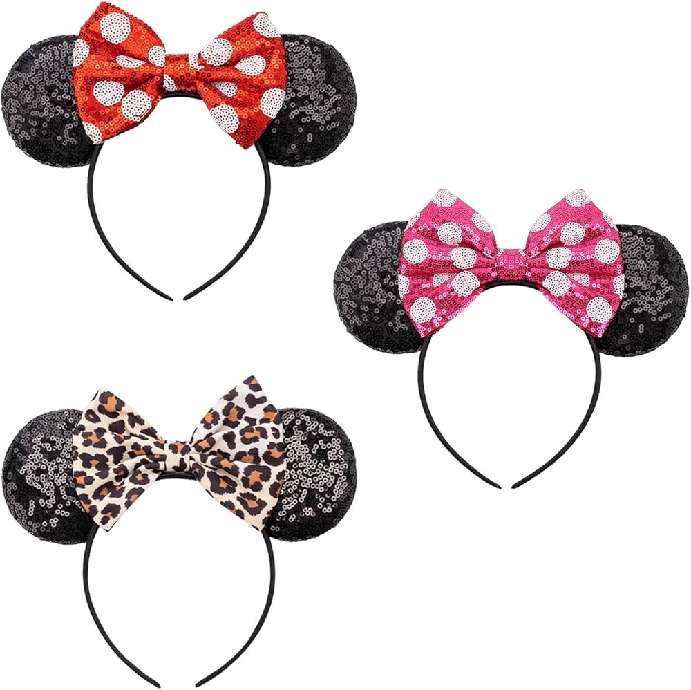 DRESHOW Mouse Ears Bow Headbands Minnie Ears Headband Glitter Party Decoration Cosplay Costume fo... | Amazon (US)