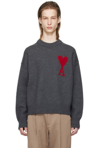 AMI Paris - Gray Ami de Cœur Sweater | SSENSE