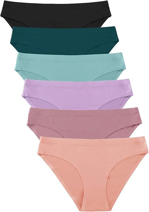 FINETOO 6 Pack Women’s Seamless Hipster Underwear No Show Panties Invisibles Briefs Soft Stretch Bikini Underwears XS-XL | Amazon (US)
