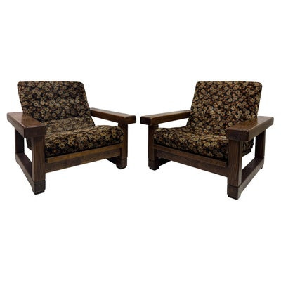Pair Of 1960s Belgian Armchairs With Slatted Back | 1stDibs