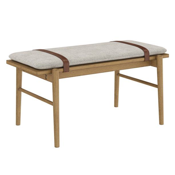 Nathan James Gugan Mid-Century Light Brown Bench with Removable Ivory Cushion for Bedroom and Hal... | Walmart (US)