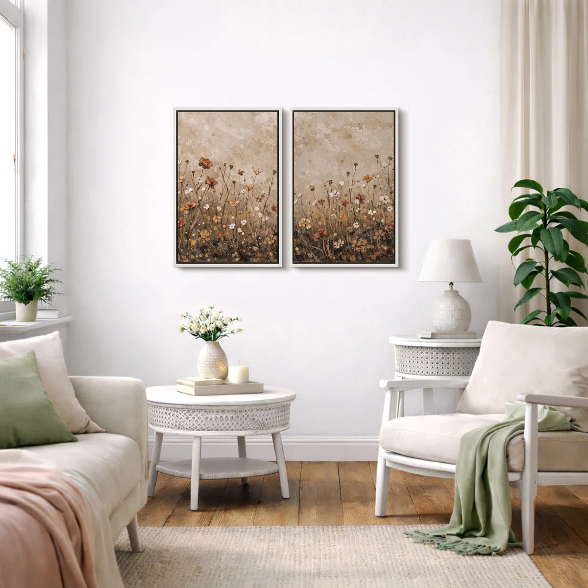 Autumn Wildflower Meadow Artwork, Living Room Pictures, Framed Canvas Giclee Print Wall Art | Wayfair North America