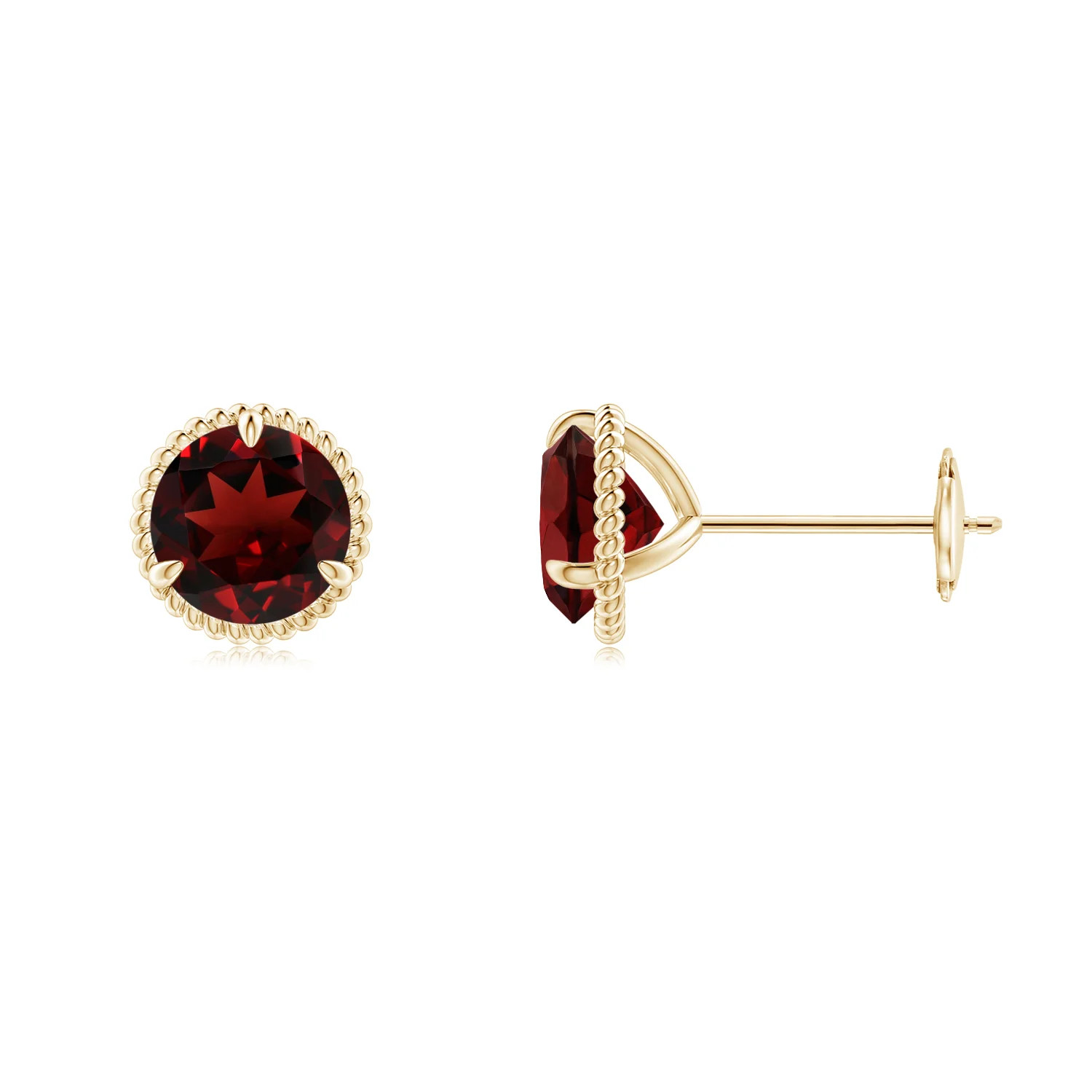 Rope Framed Claw-Set Garnet Martini Stud Earrings | Angara | Angara US