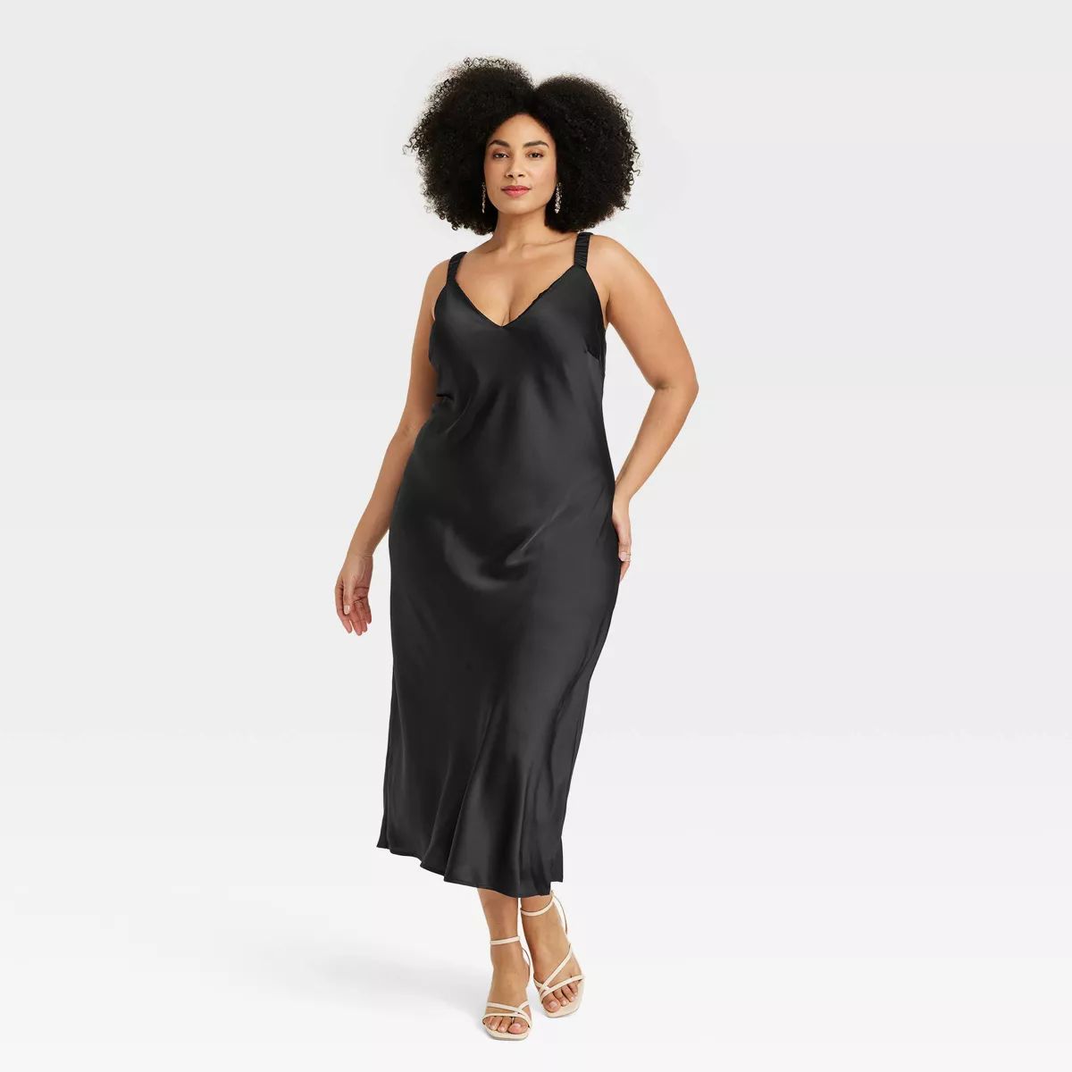 Women's Midi Perfect Slip Dress - A New Day™ Black XXL | Target