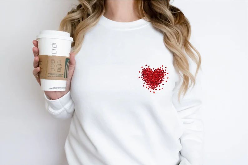 Valentines Day Sweatshirt, Heart Sweatshirt, Valentines Day Sweater For Women, Teachers Valentines D | Etsy (US)