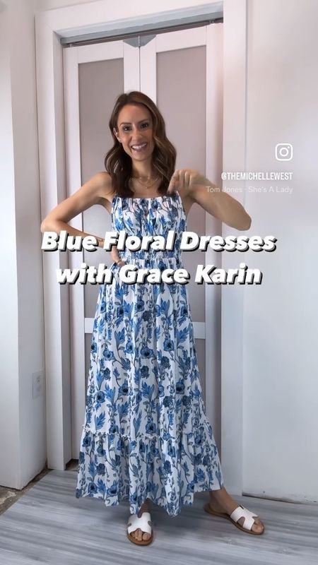 Loving these blue floral midi and maxi dresses for spring and summer and they are alllll on sale!  They are all fitting from wearing at home to errands to a dressy day event. And don’t forget vacation looks or wedding guest. Dress any up by adding heels! I’m 5’4” and wearing a small in all! 

#LTKFindsUnder50 #LTKSaleAlert #LTKVideo