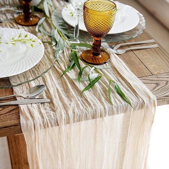 Gauze table runner bulk ivory nude cheesecloth table cloth - Holiday table runner for wedding - R... | Amazon (US)